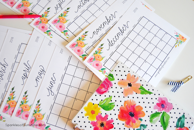 2018 free printable planner pages